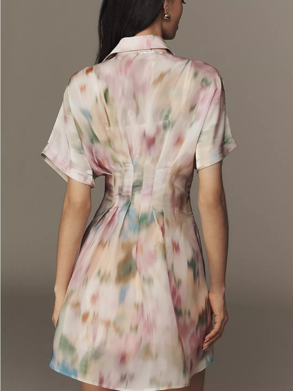 Anthropologie Watercolor Pastel Button-Front Mini Dress - Picture 2 of 5